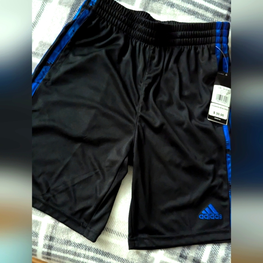Adidas Black and Blue Athletic Shorts